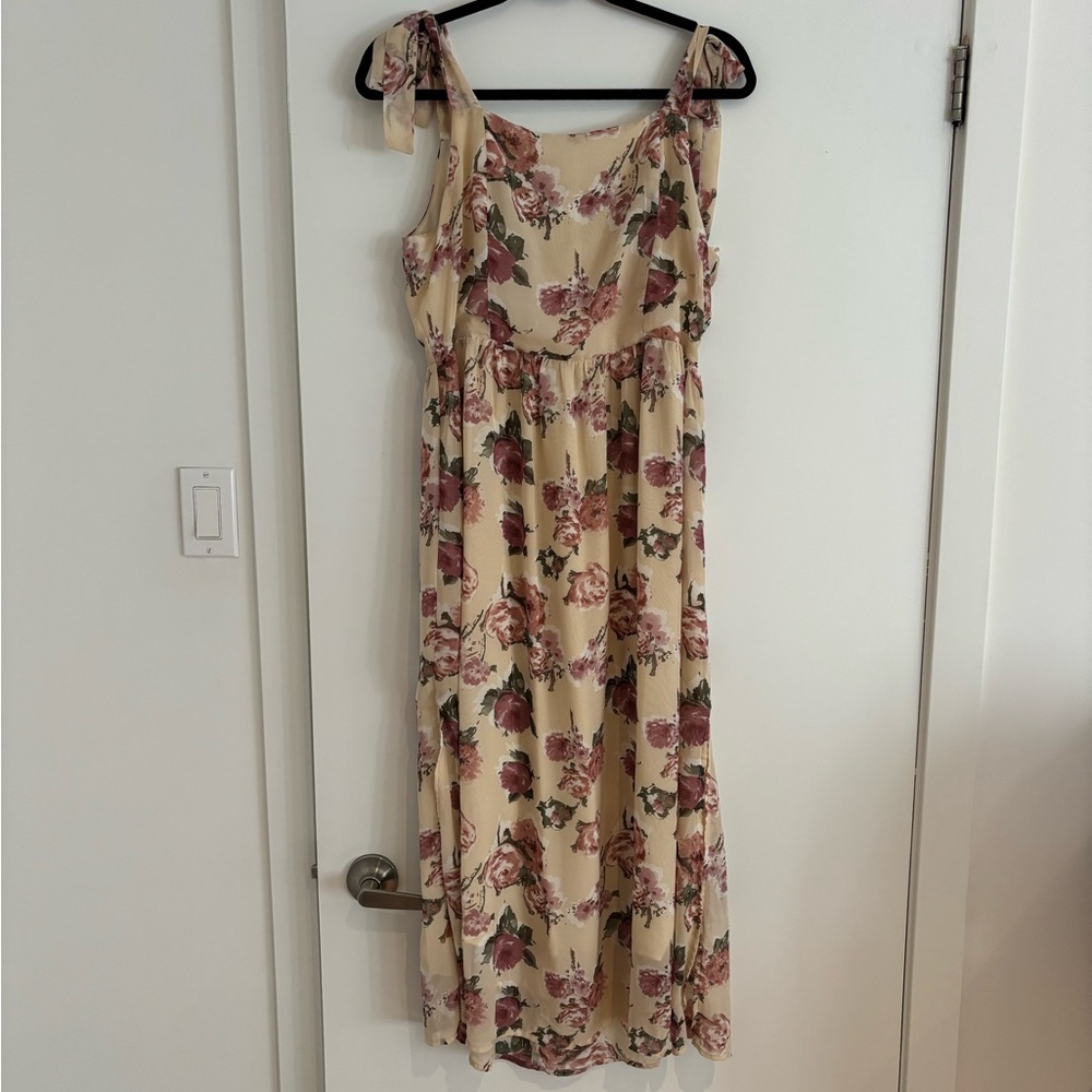 Wild Honey Cream Floral Midi Maternity Dress